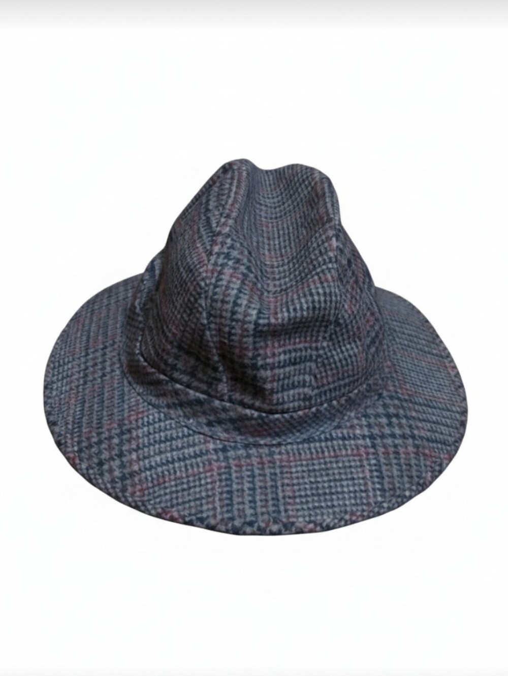 Vtg Baron's Neutral brown Pattern wool tweed academia Fedora stylish hat Sz L